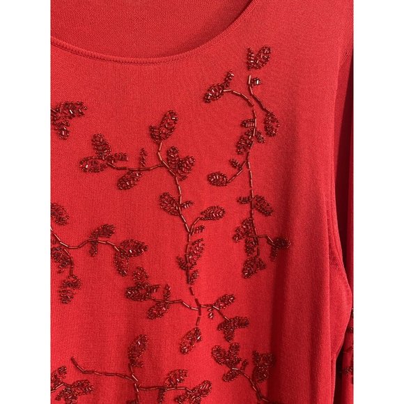 Vintage Rochelle California Red Sparkly Beaded Sweater Size Large Christmas - Picture 3 of 6